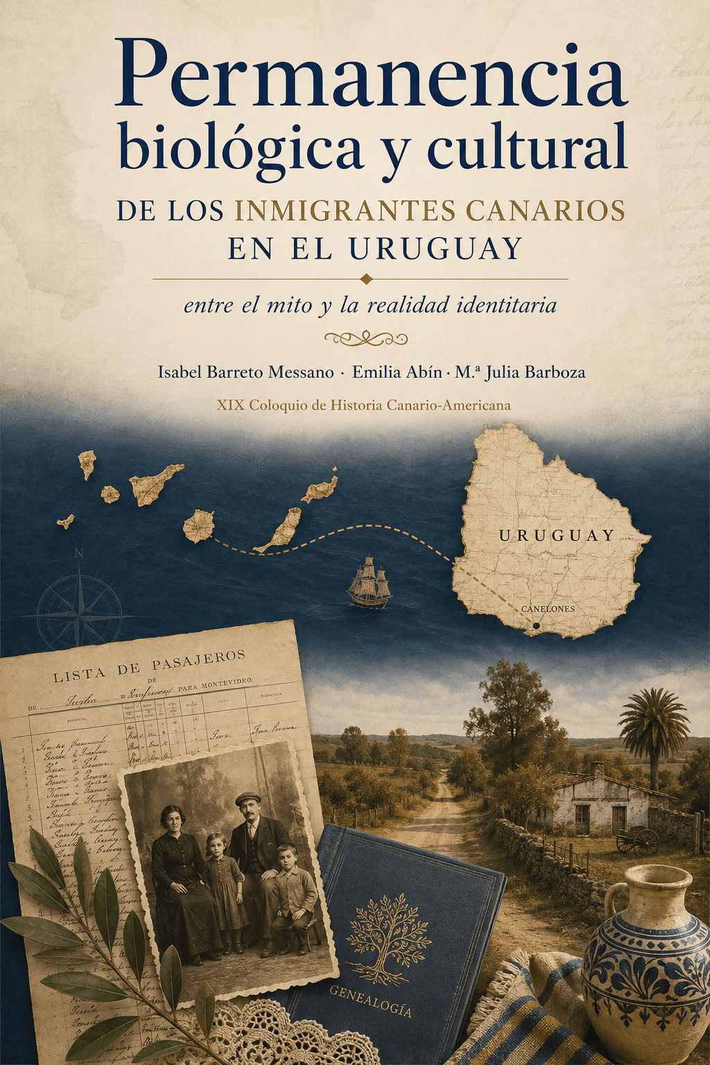 Portada editorial de Permanencia biológica y cultural de los inmigrantes canarios en el Uruguay
